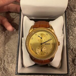 Mason Luxurious Gold and Tan Watch
